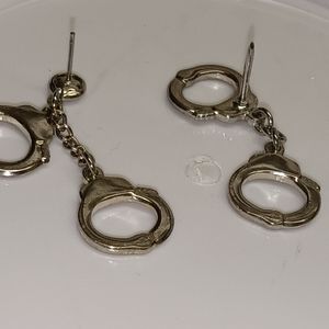 Sterling silver handcuff dangle post earrings
